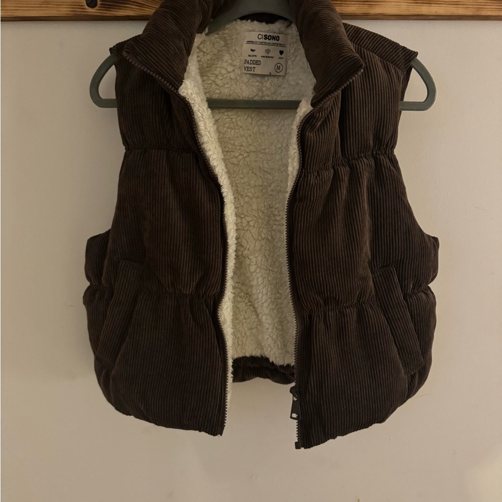 Ci Sono Dark Brown Puffer Vest